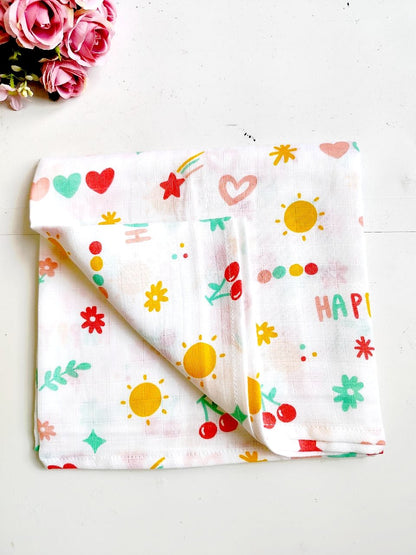 Muslin Bath Towels - Happy Print (70*145 cm) image 1