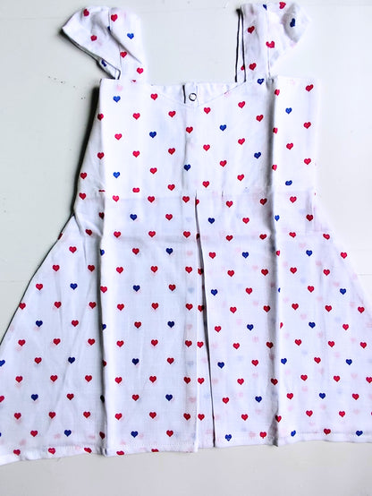 Muslin Strap Frocks - Little Heart Print, 12 - 18 M image