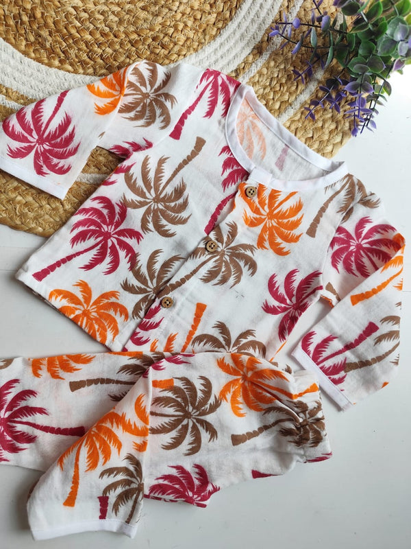 Muslin Premium Night Suits - Orange Tree