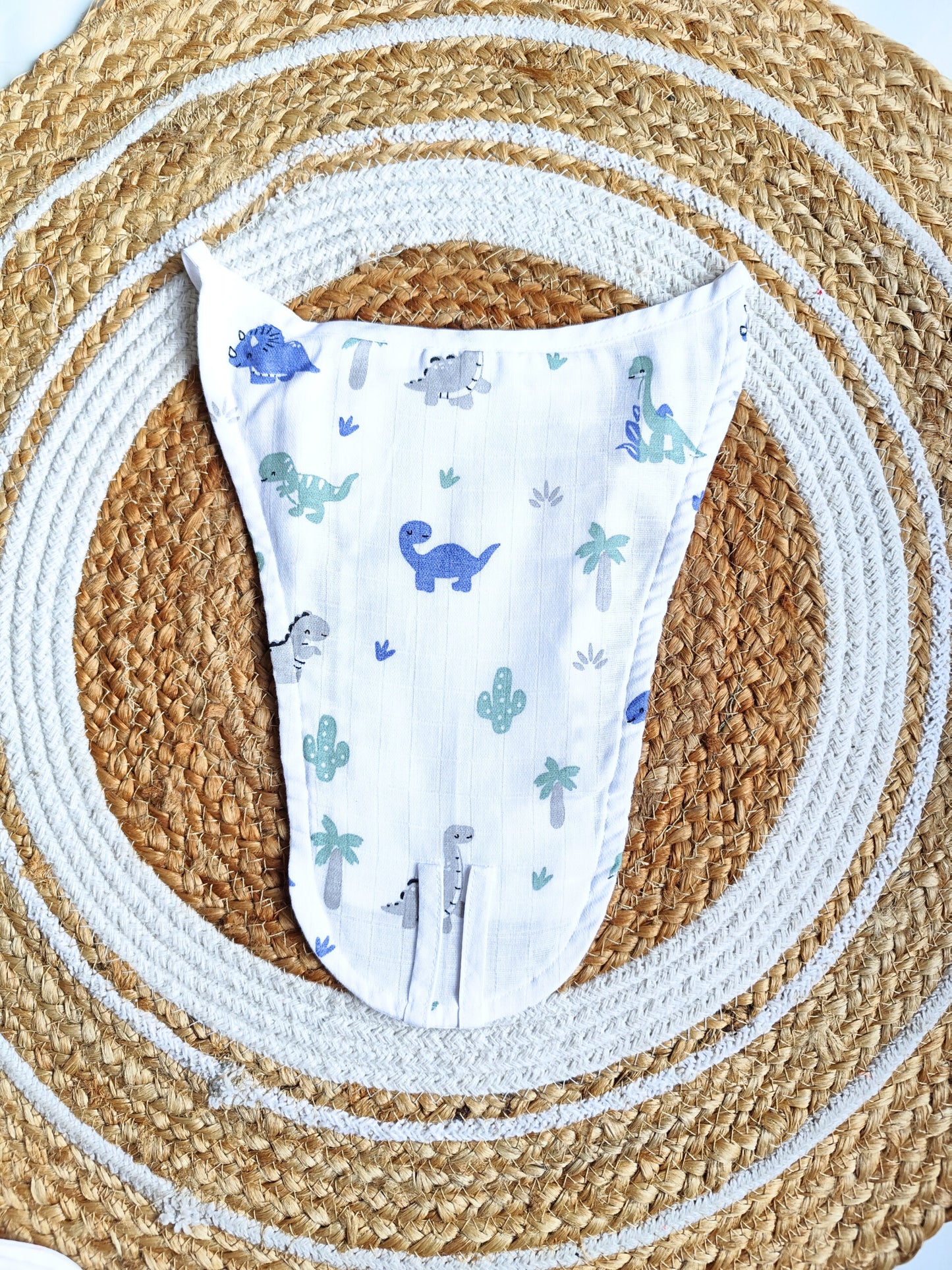 White Muslin Nappy - Dino Print (0 - 3 Months) - 5 Layered image 0