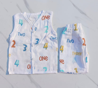 Muslin White Co-Ord Sets - Numbers Print image 0