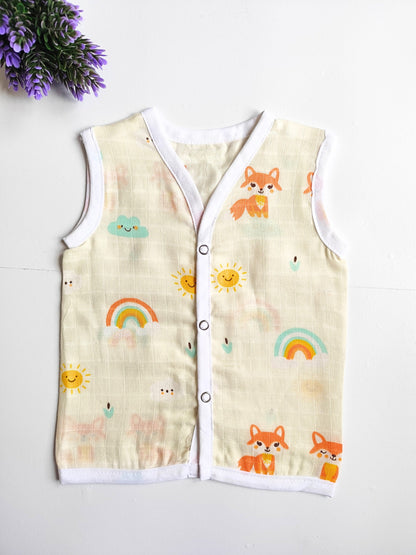 Muslin Colored Jablas - Ivory Fox Print