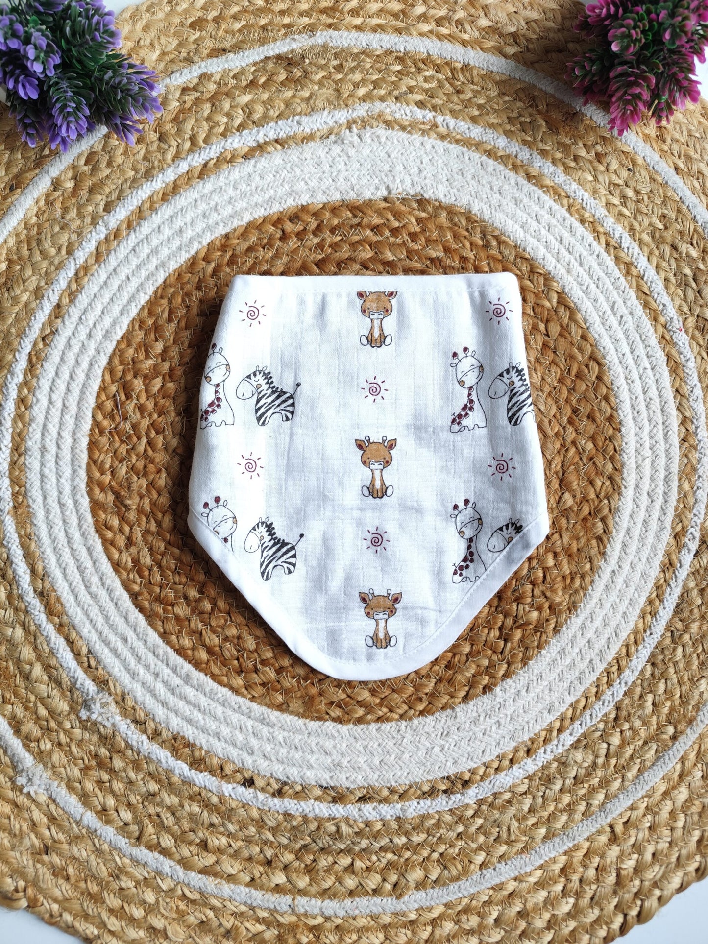 Pack of 2 Muslin Bibs - 3 Layered (Random Prints) image 2