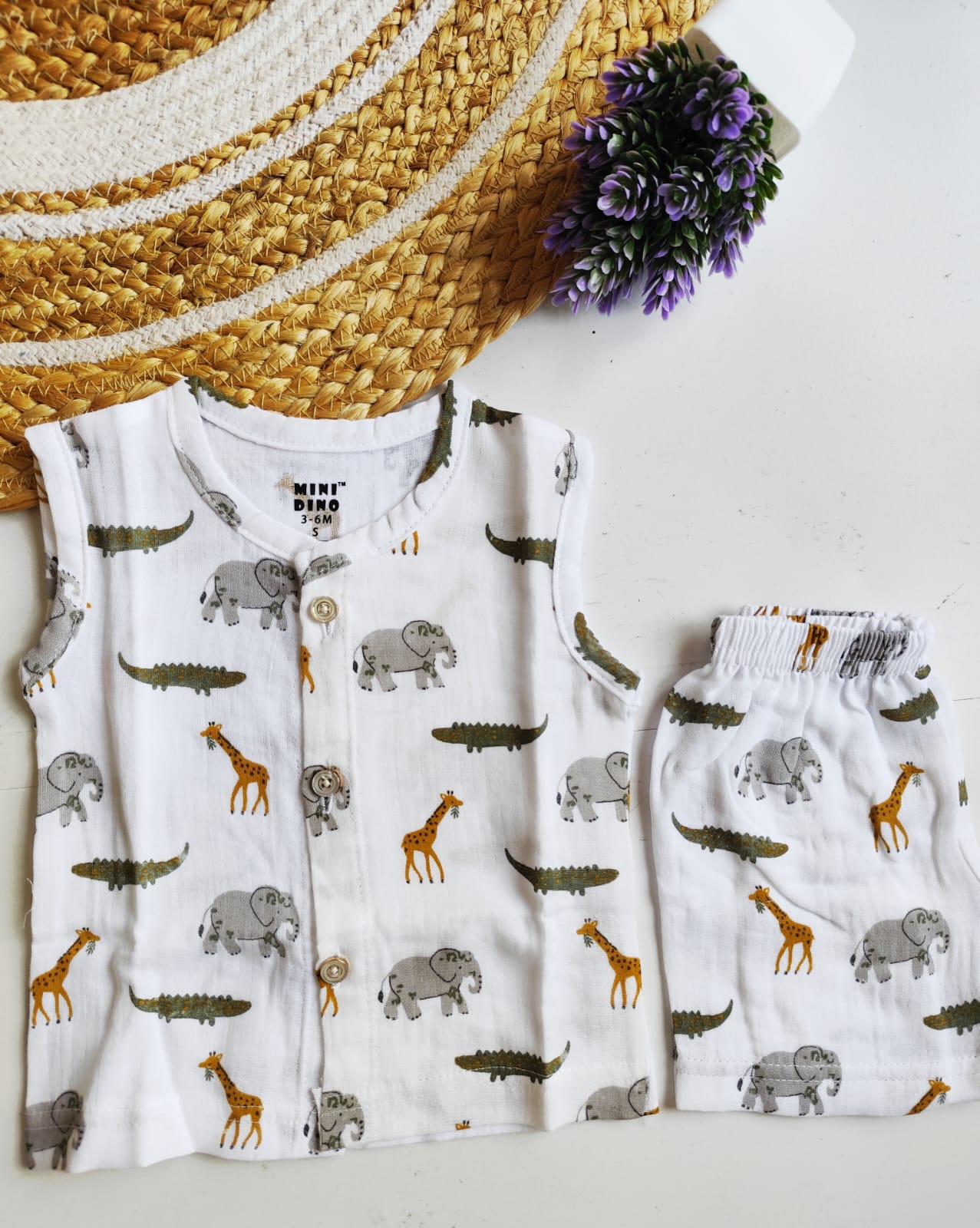 Animals Print Muslin Co Ord Set image 0