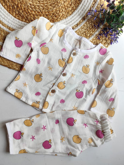 Muslin Premium Night Suits - Apple Print (BUY 2 GET 1 FREE) image 0