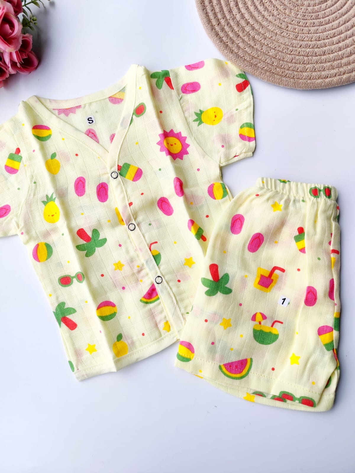 Muslin Colored Co Ord Set - Yellow Summer