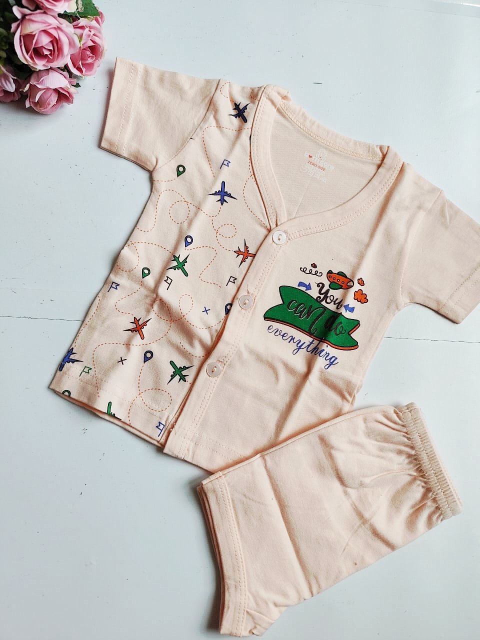 Unisex Cotton Top &amp; Bottom  Set - You can do Everything Print (0 - 3 Months) image 2