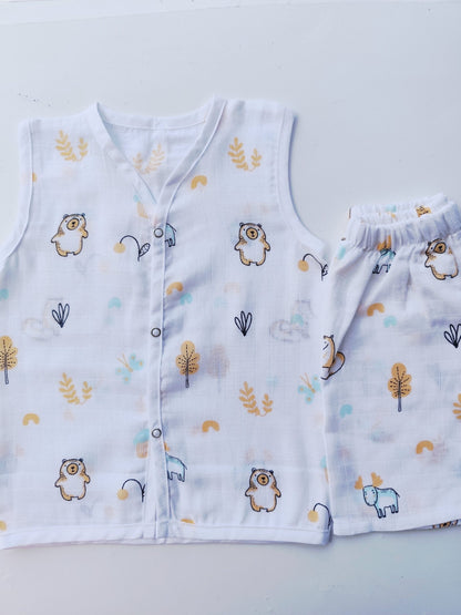 Muslin White Co-Ord Sets - Moose Print image 0