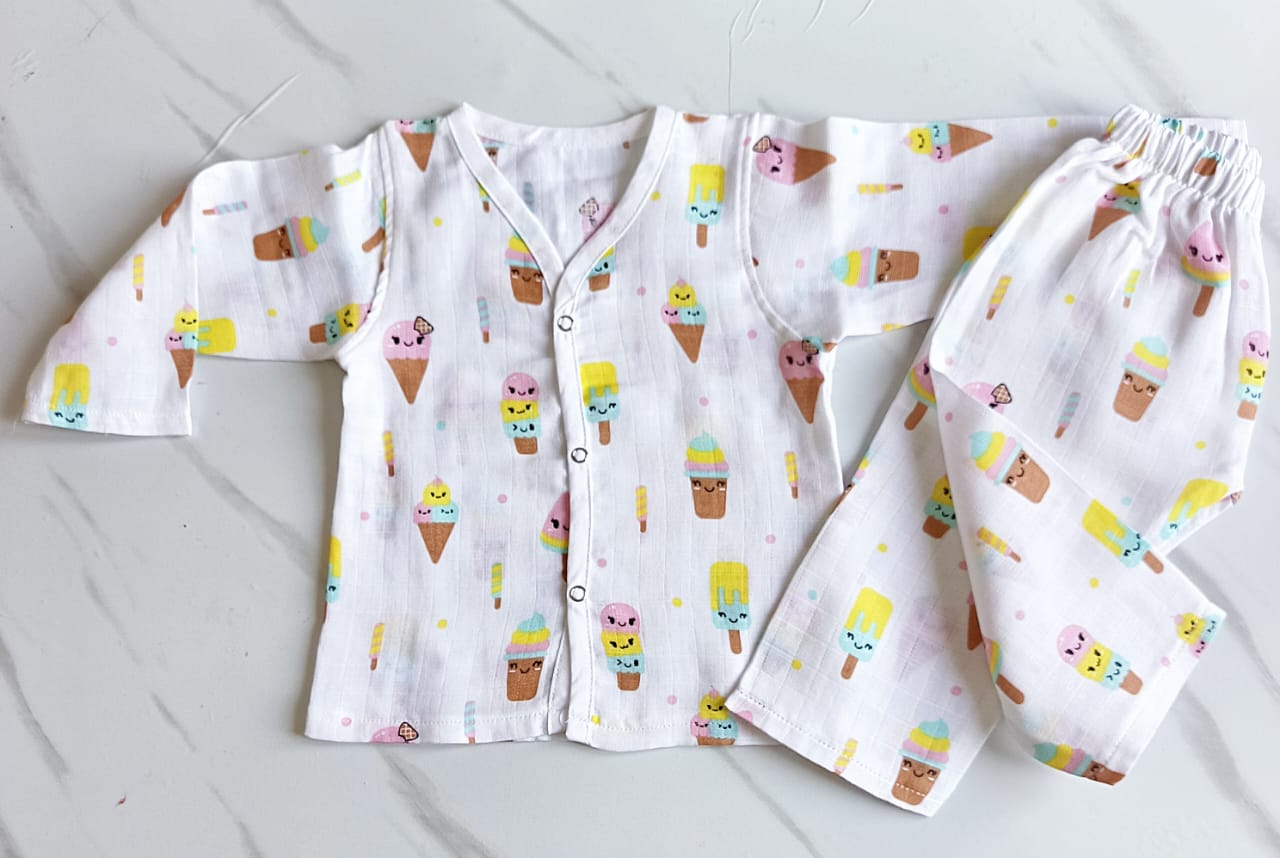 Muslin Night Suit - Icecream Print image 0