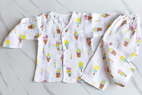 Muslin Night Suit - Icecream Print
