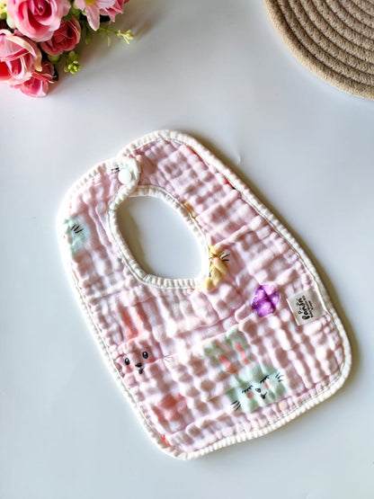 Muslin 6 Layered Crinkled Bib - Random Color/Print - Single pc