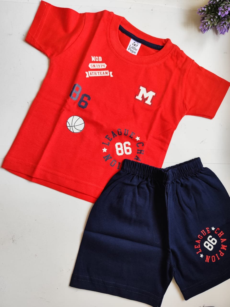 League Champion Print Top &amp; Bottom Set - Red image 0