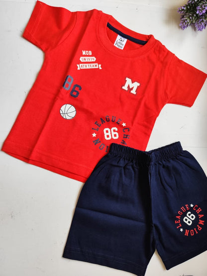 League Champion Print Top &amp; Bottom Set - Red image 0