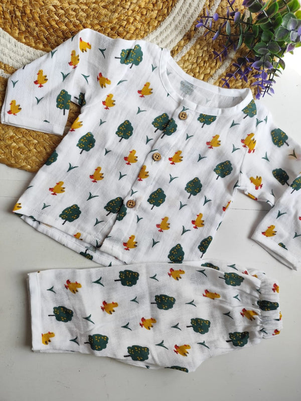 Muslin Premium Night Suits - Bird &amp; Tree Print (BUY 2 GET 1 FREE) image 0