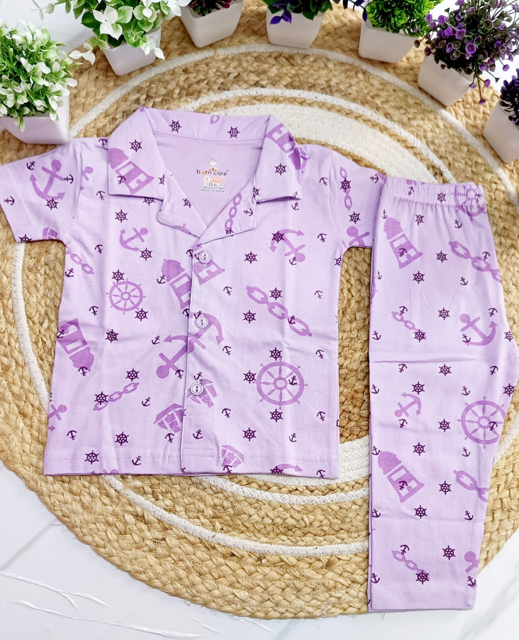 Unisex Cotton Half Sleeves Night Suit image 0