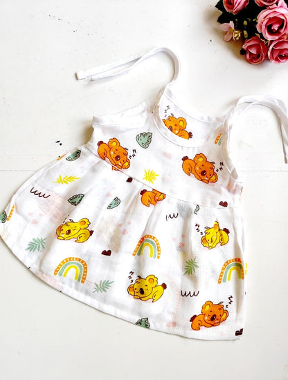 Muslin Knot Frocks (0 - 3 Months) - Koala Print, 0 - 3 M image