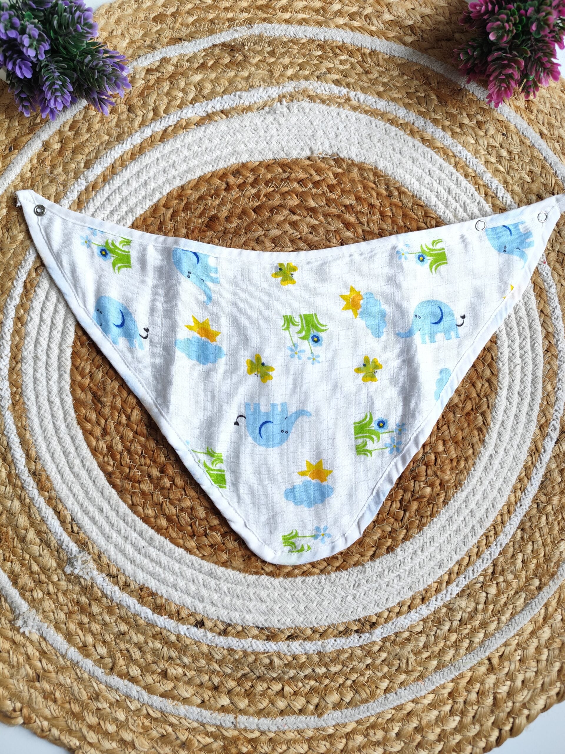 Pack of 2 Muslin Bibs - 3 Layered (Random Prints) image 1