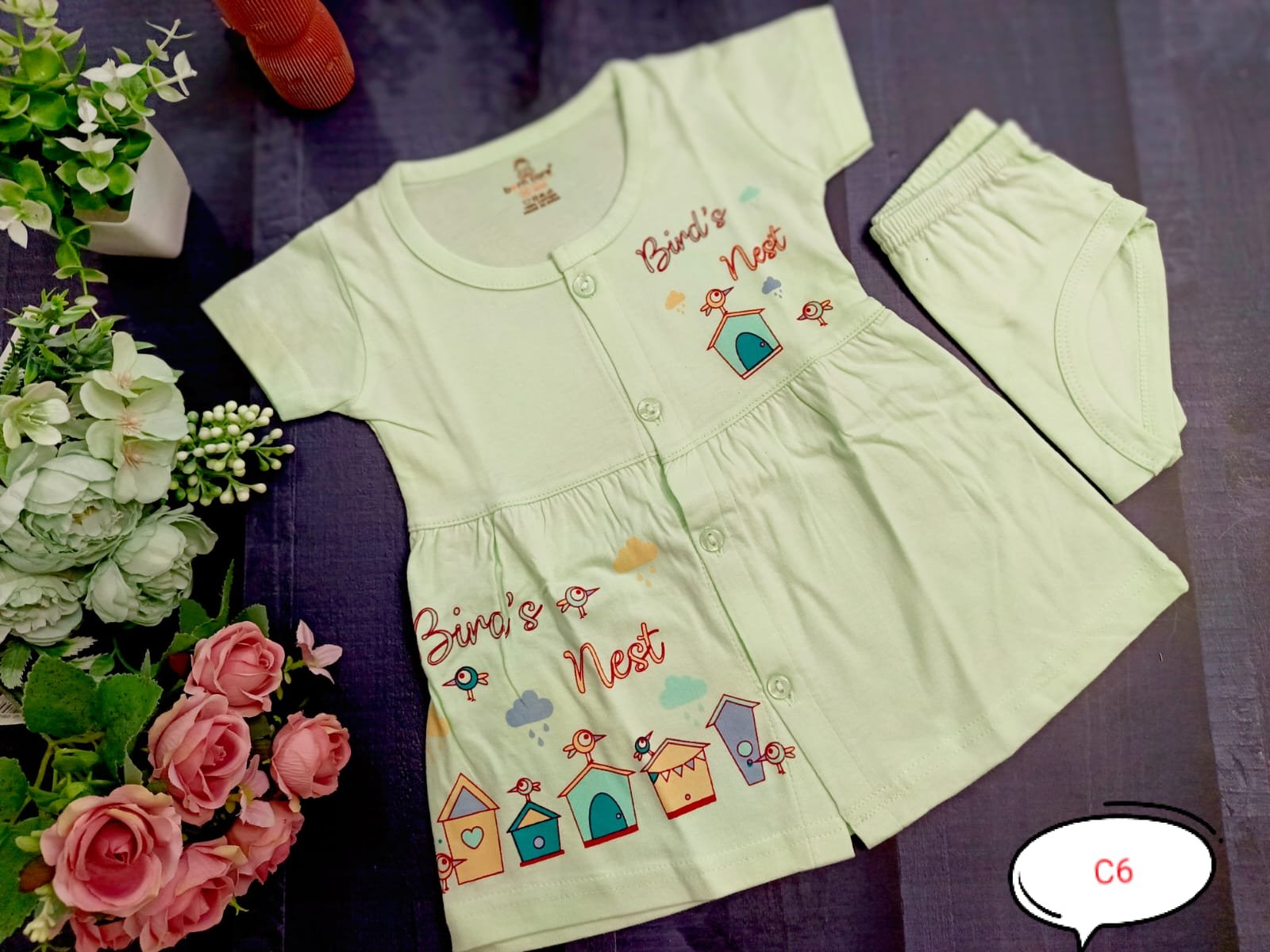 Cotton Frock - Bird's Nest Print image 4