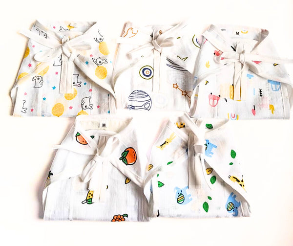 Pack of 5 Two Layered Muslin Nappies (Affordable Range) - Random Prints (0 - 3 Months) image 0