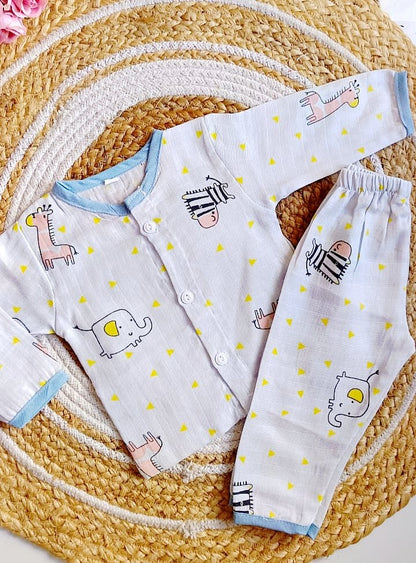 Colored Muslin Night Suits (Affordable Range) - Off White Shade image 0