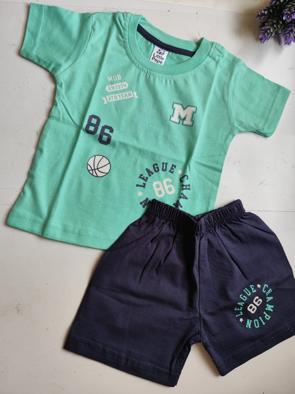 League Champion Print Top &amp; Bottom Set - Green image 0