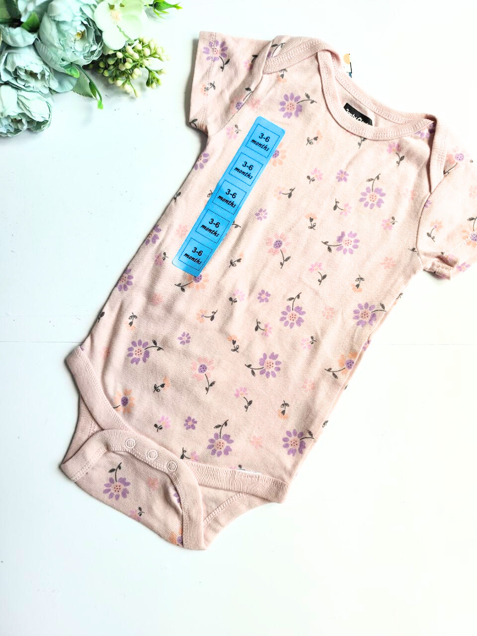 Onesies - Dot Lilac Floral Print - 0 - 3 M image