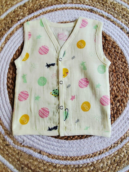 Muslin Colored Jablas - Yellow Printed