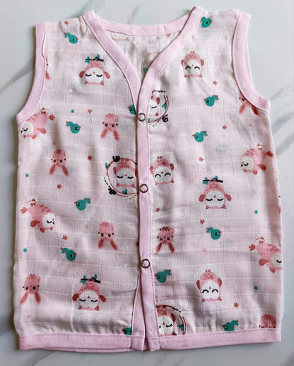 Muslin Colored Jablas - Pink Owl