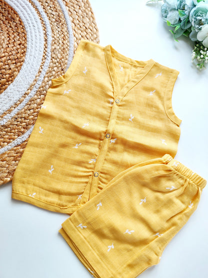 Muslin Co-Ord Set - Mustard Floral