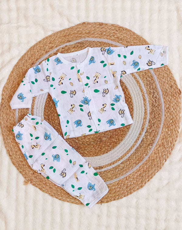 Muslin Night Suit - Monkey