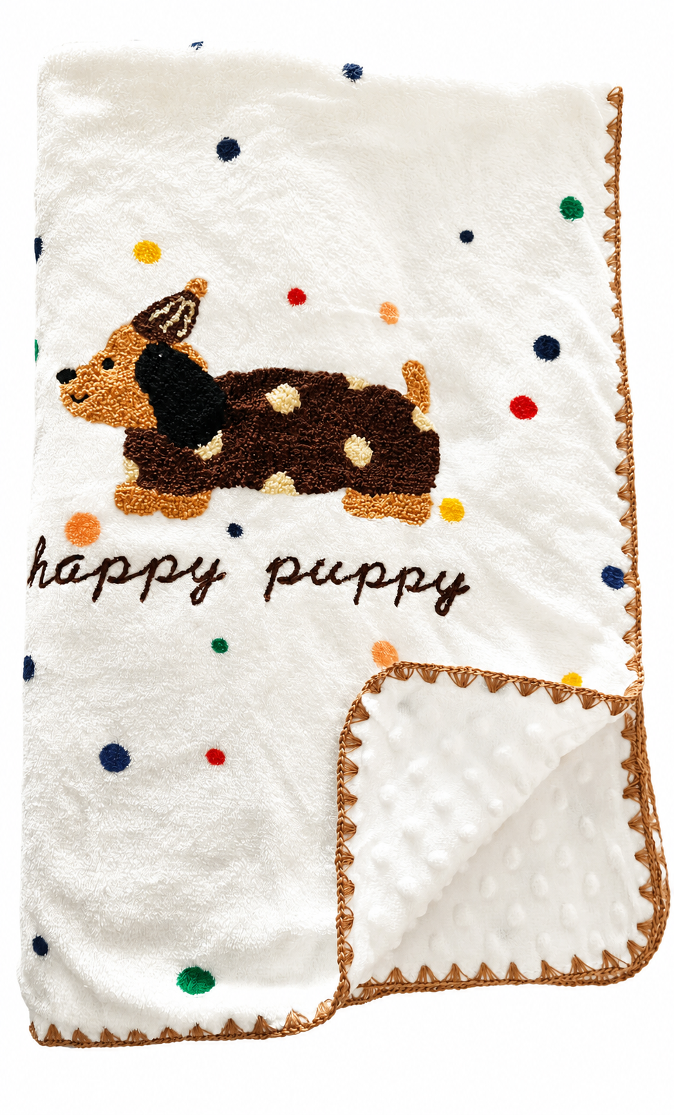Premium Bubble Textured Baby Blanket - Happy Puppy