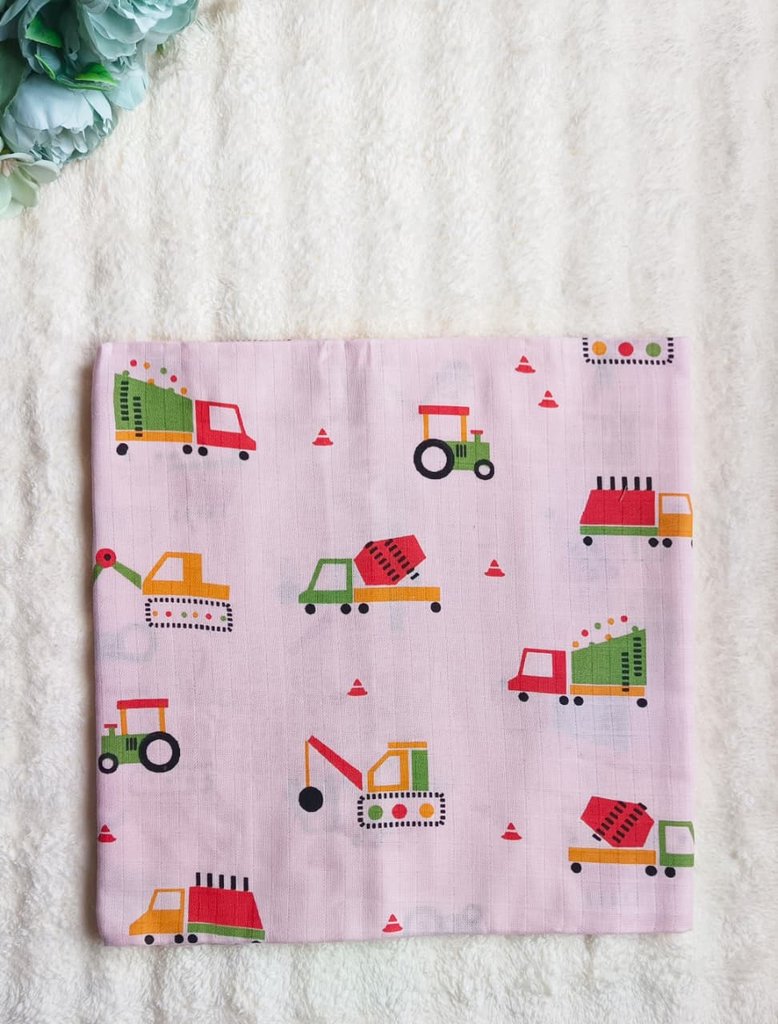 Coloured Muslin Towel/Swaddle - Vehicles