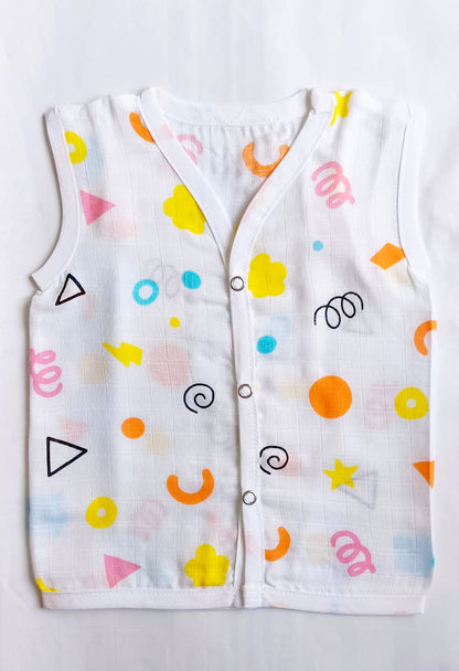 Muslin Button Jablas - Orange Geo