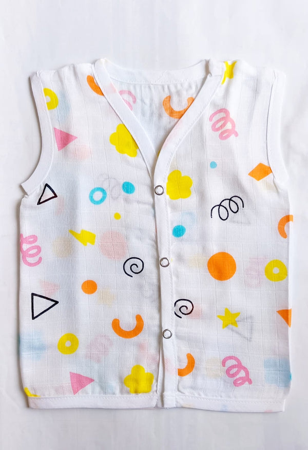 Muslin Button Jablas - Orange Geo