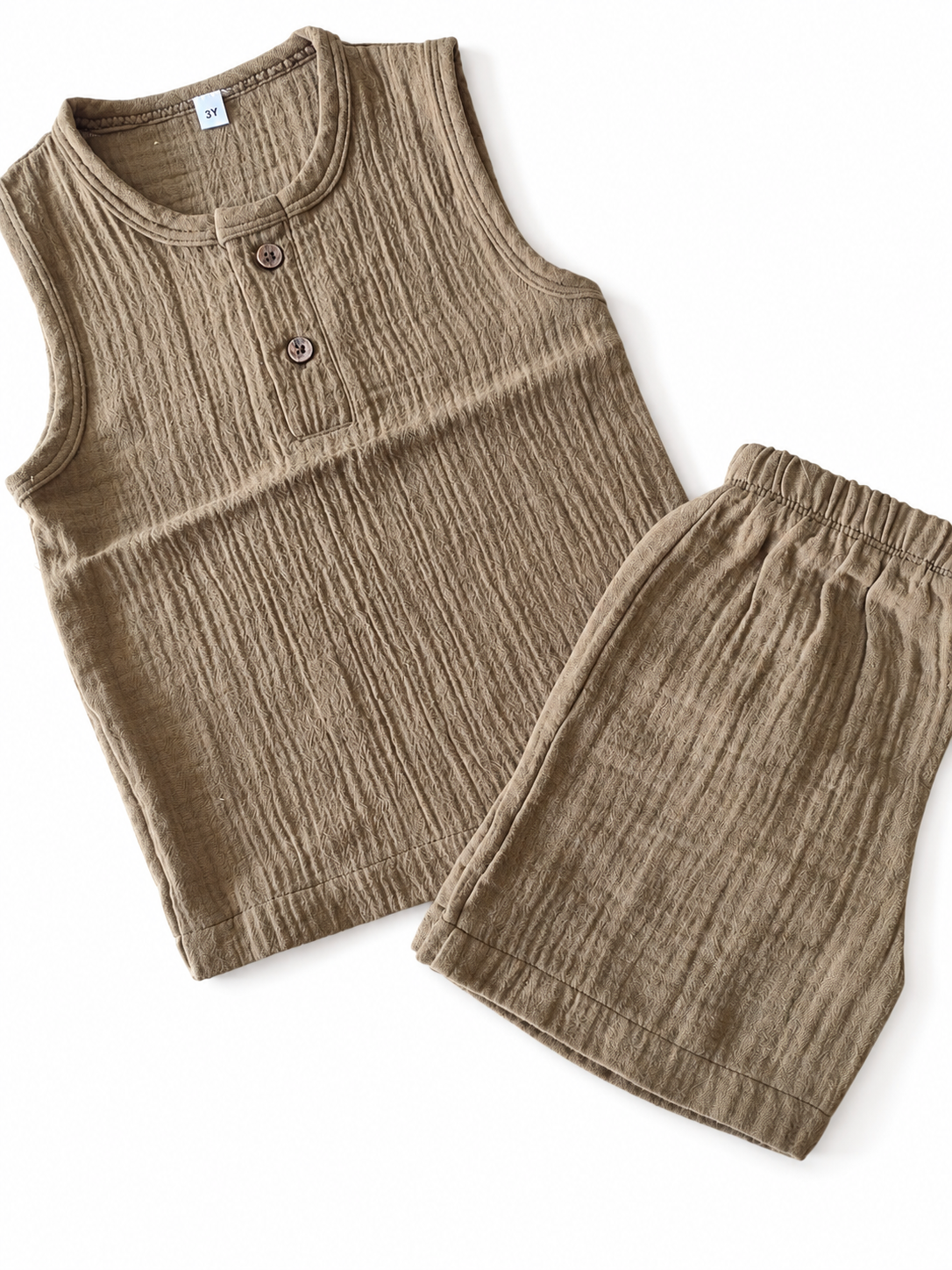 Muslin Unisex Sleeveless Co Ord Set - Solid Green