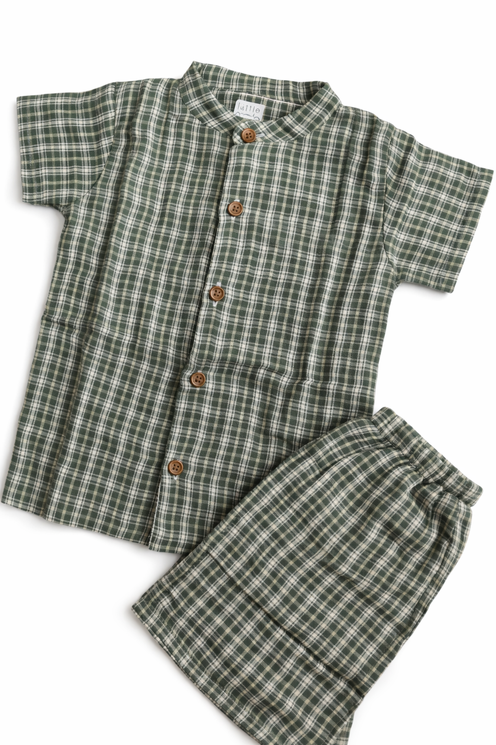 Muslin Collared Co Ord Set - Green Checks