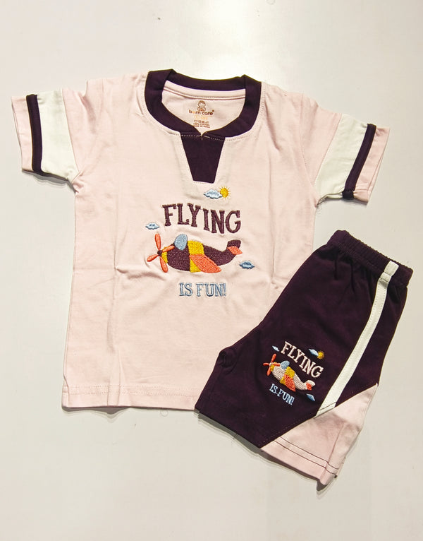 Embroided T-shirt Trouser Set