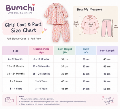 Girl Muslin Co ords - Red Star Print