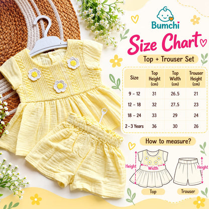 Ethnic Muslin Co ord- Soft Yellow Daisy