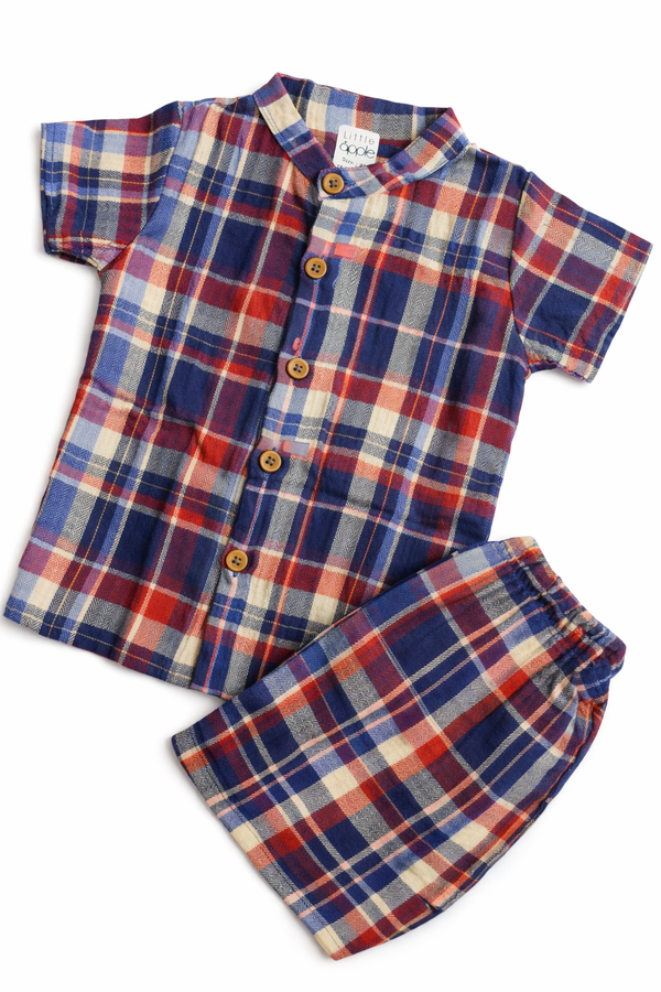 Muslin Collared Co Ord Set - Multi Checks