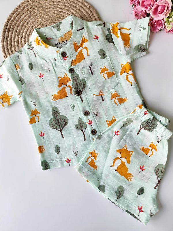 Muslin Collared Co Ord Set - Fox