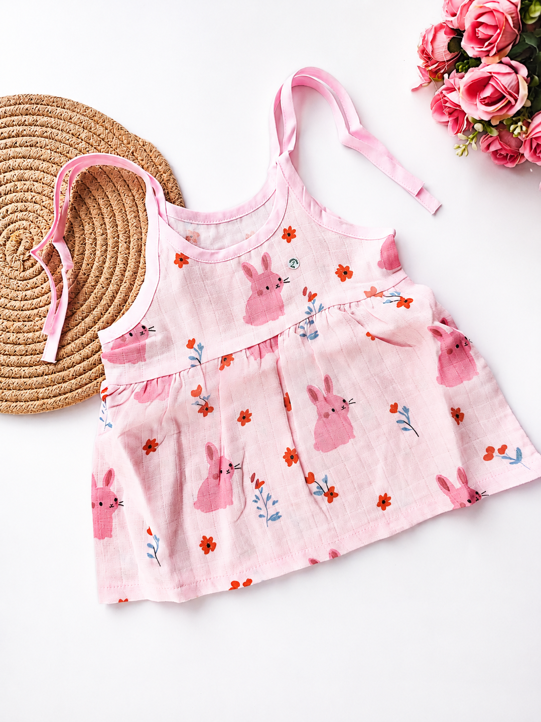 Muslin Knot Frocks (Pink Bunny)