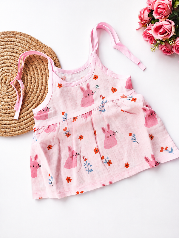 Muslin Knot Frocks (Pink Bunny)