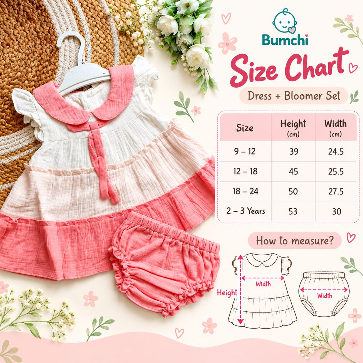 Ethnic Muslin Frocks- Pink and White Tiered