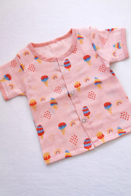 Muslin Half Sleeve Jablas ( 0 - 3 M) - Ice-cream