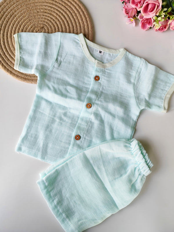 Muslin Co ord Set - Light Blue