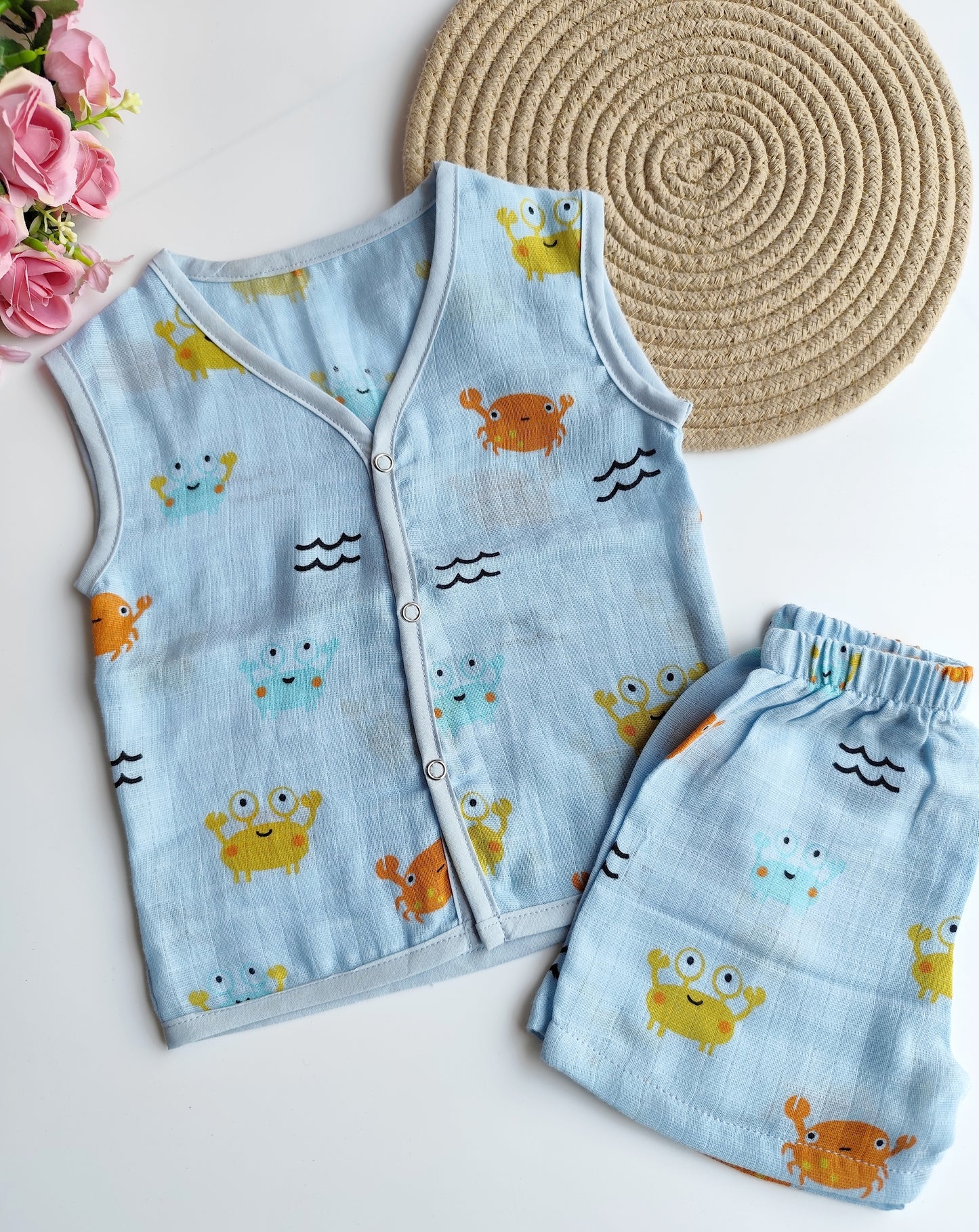 Muslin Coloured Co-Ord Sets - Blue