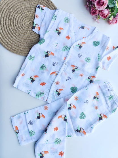 Muslin Half Sleeves Pant Set - Toucan