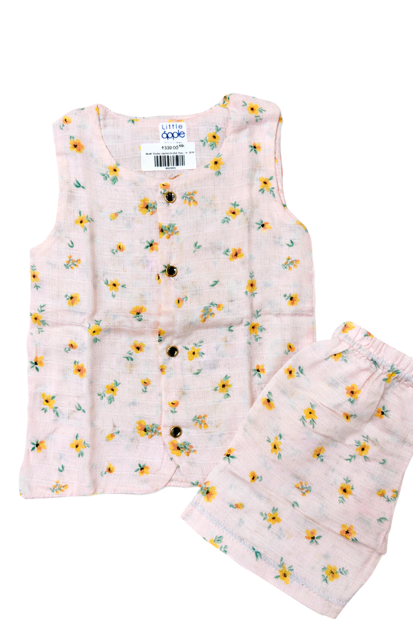 Muslin Double Layered Co Ord Set - Pink