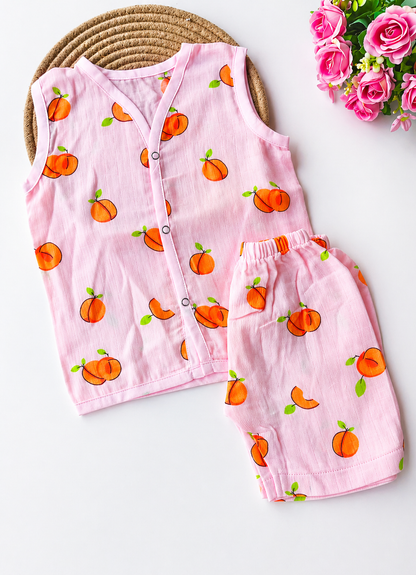 Muslin Co-Ord Set - Pink Peach